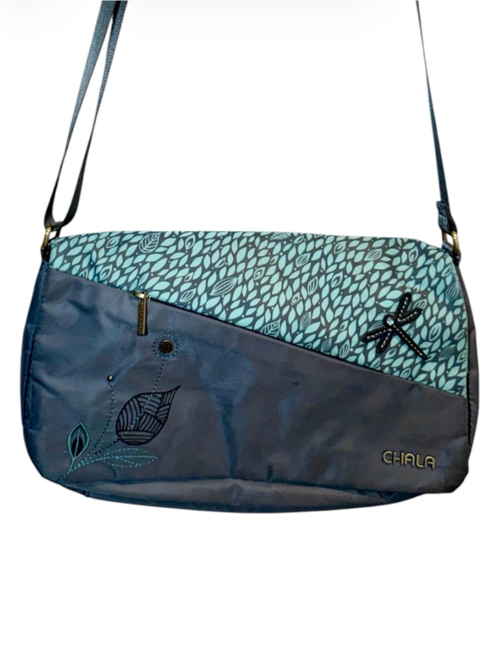 Chala Teak/Gray Crossbody Messenger Bag Cv Envoy Dragonfly RFID